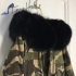 Mr and Mrs italy parka camouflage Black fox fur